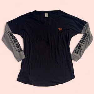 PINK Victoria's Secret Black and Gray OSU Beavers Long Sleeve Tee